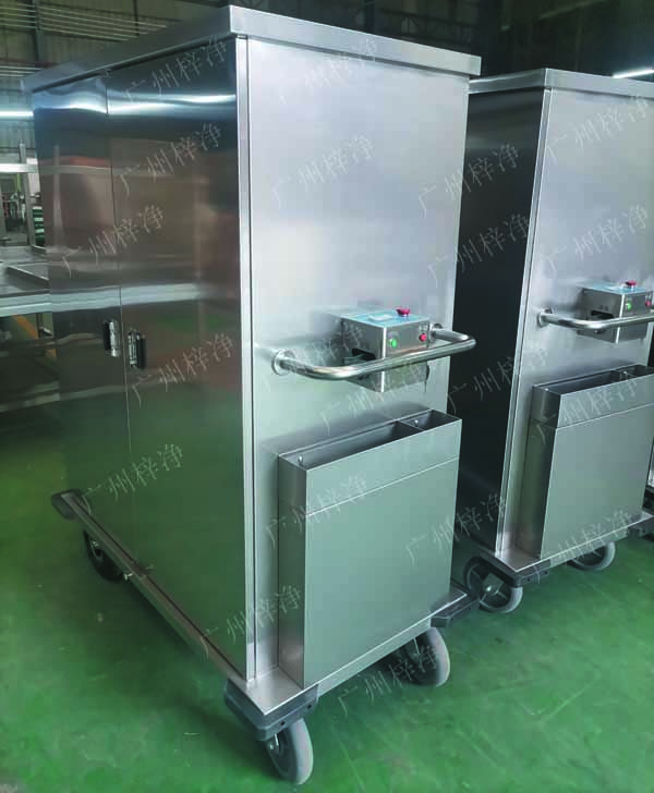 密閉式滅菌器械物品電動轉運車有單面雙開門,單側門可旋轉角度≥220°度開啟設計，裝卸物品更方便;